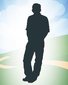 Graphic of a man with a white glow around him showing the White Light Energy Protection