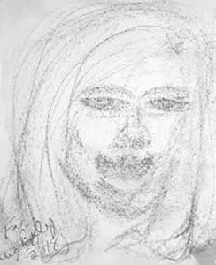 Spirit Portrait Drawing by Eileen Gonzalez of a woman with long shoulder length hair.
